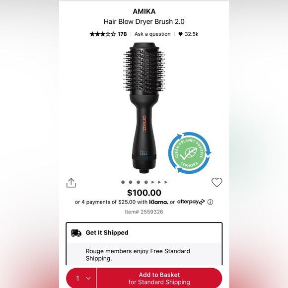 Amika Hair Blow Dryer Brush 2.0 MSRP $100 - Picture 3 of 3